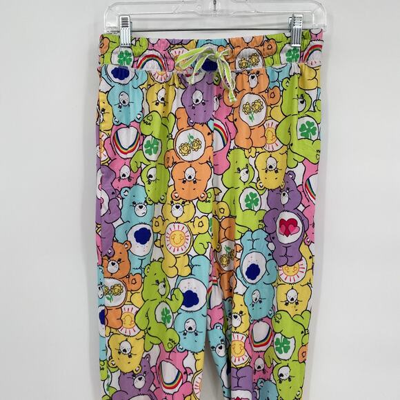 Care Bear Print Pajama Pants Jogger Rainbow Pink Yellow Purple Size Medium 8-10 - Picture 2 of 8
